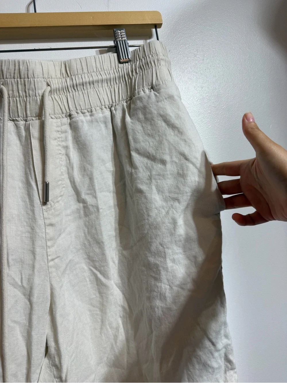 Quince 100% European Linen Wide-Leg Pull-On Pants Cream Off White XL